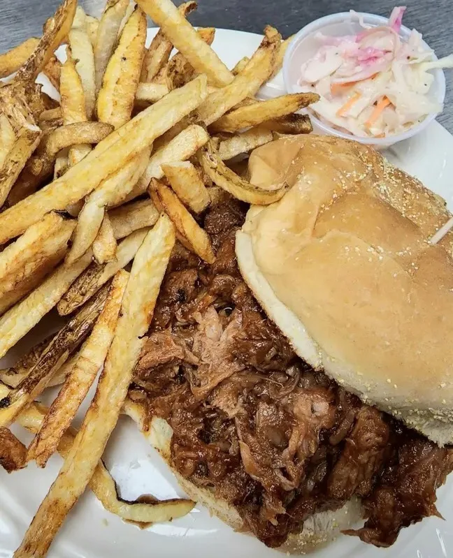 BBQ Pulled Pork Sandwich and Fries