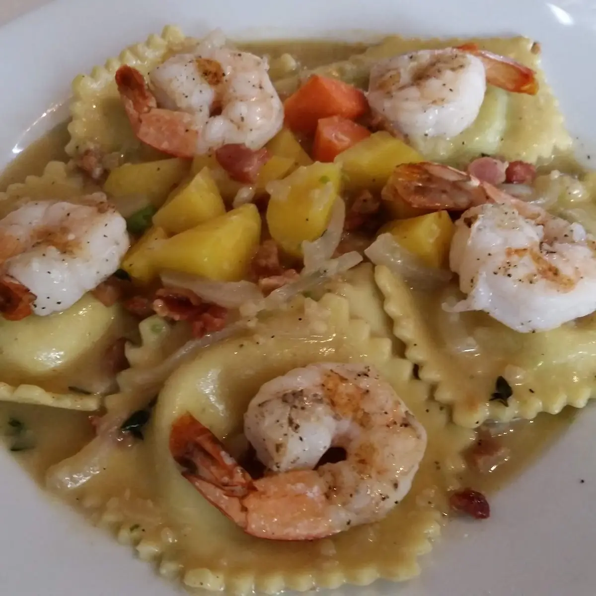 Spring Pea Ravioli with Shrimp
