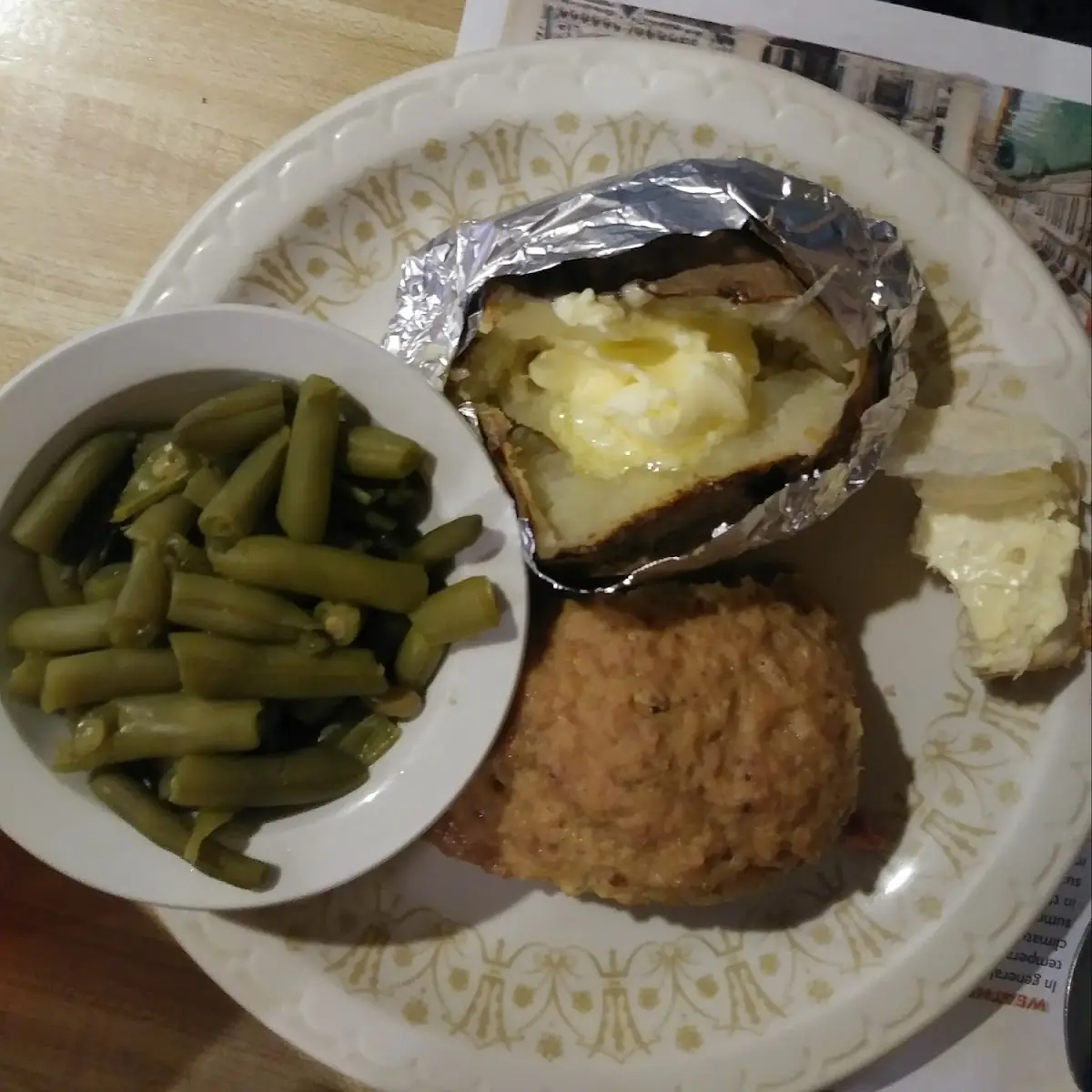 Ham Loaf Bake Potato and Green Beans