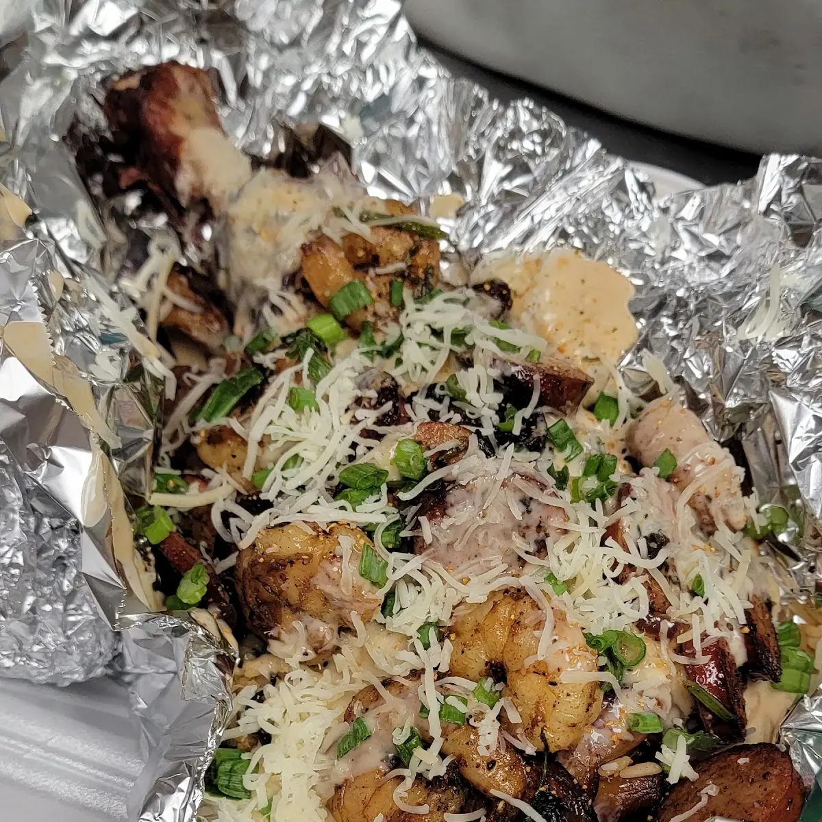Shrimp Alfredo Stuffed Turkey Leg