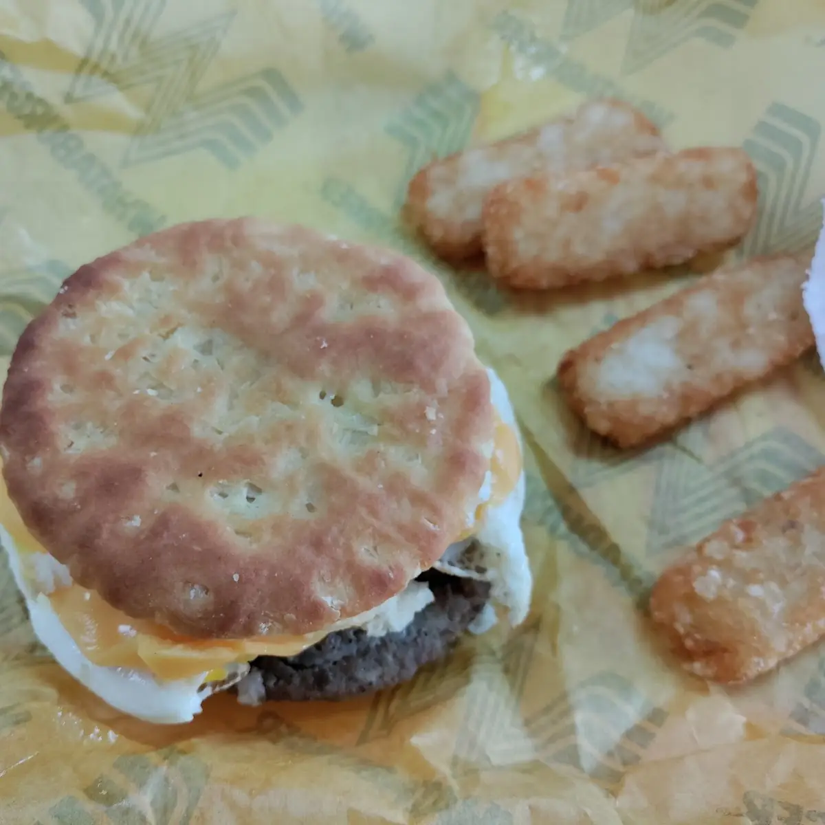 Sausage Egg Biscuit with Hash Brown Slices