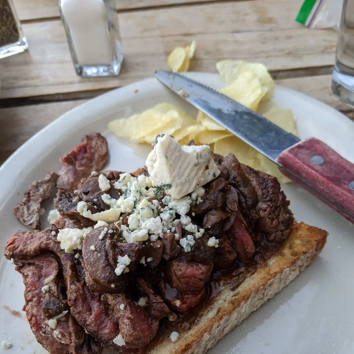 Open Face Hanger Steak Sandwich