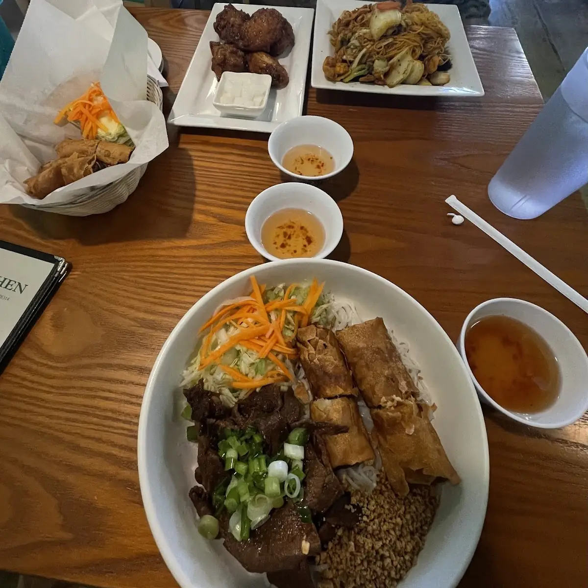 Vermicelli with Spring Rolls and BBQ Beef