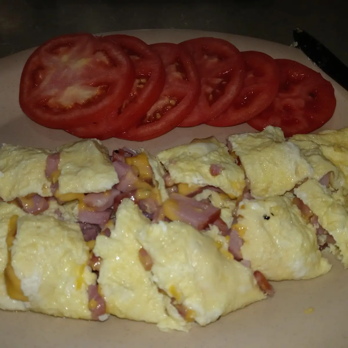 Ham and Cheese Omelette with Tomatoes