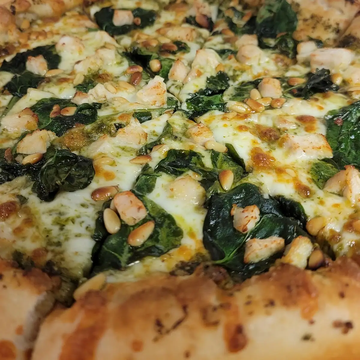 Chicken Pesto Spinach Pine Nut Pizza