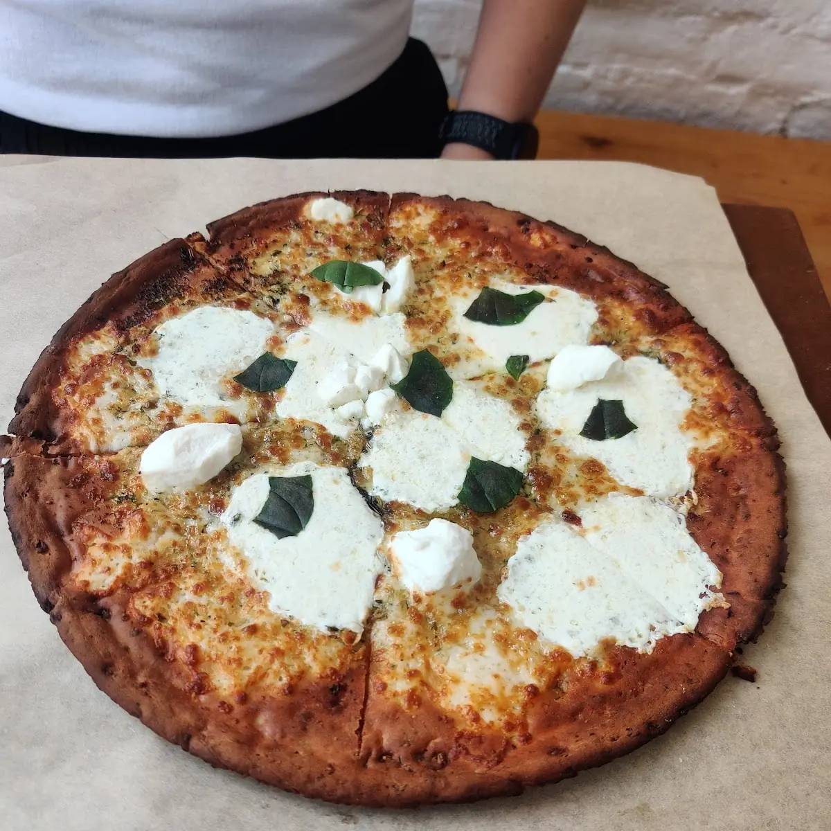 Bianco Verde Pizza on Cauliflower Crust