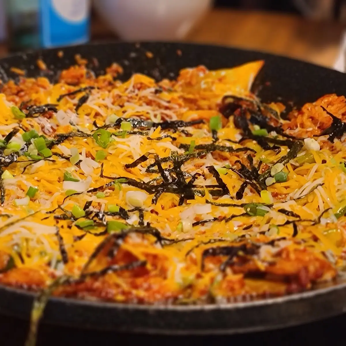 Cheesy Kimchi Fried Rice Dish