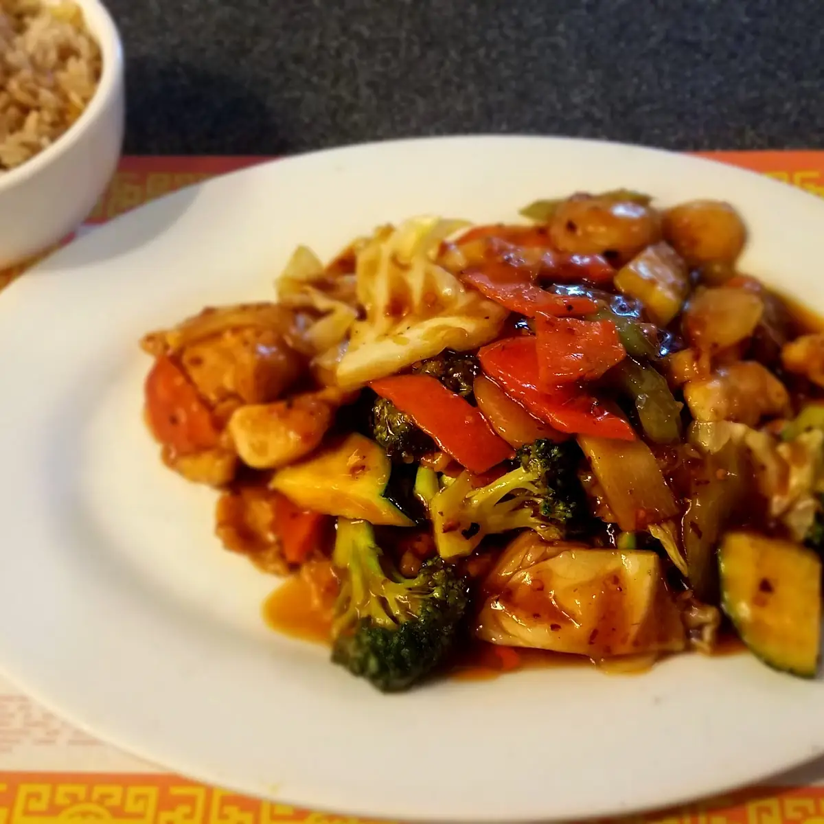 Szechuan Chicken with Fried Rice