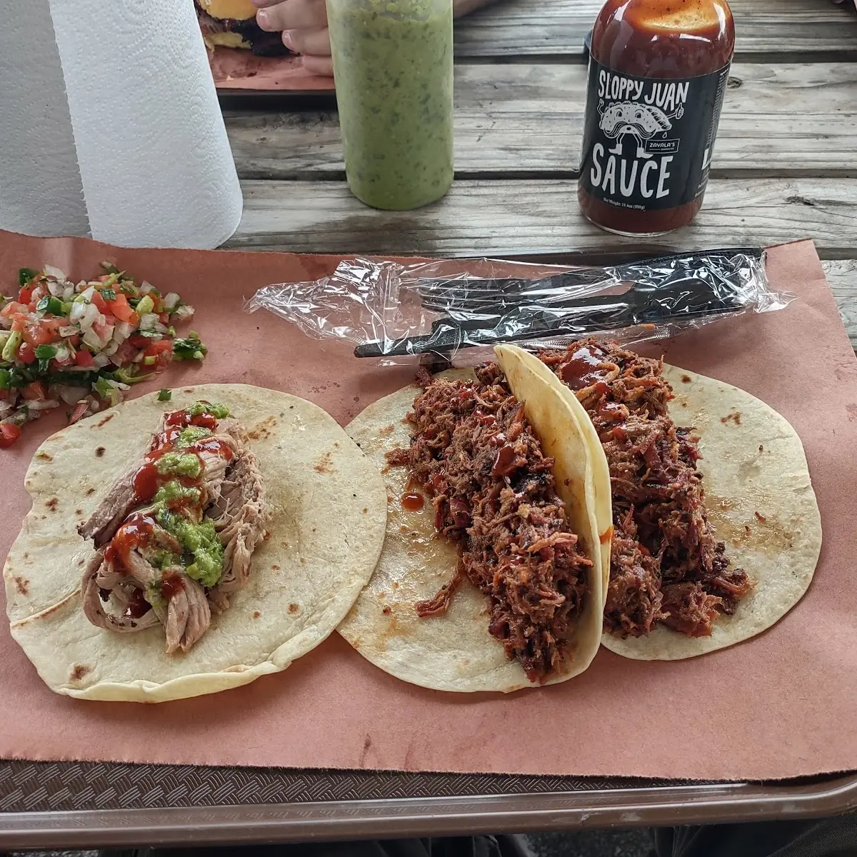 Two Sloppy Juans and One Pulled Pork