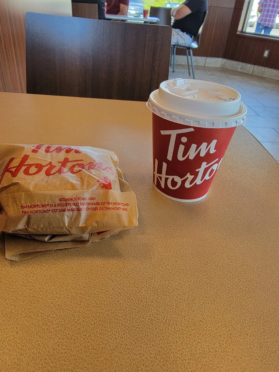 Lbagel with Cream Cheese and Medium French Vanilla Latt, Tim Hortons