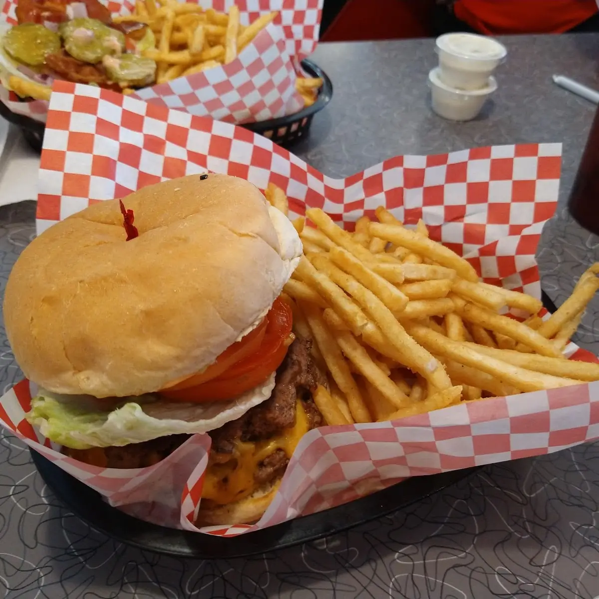 Burger and Curly Fries