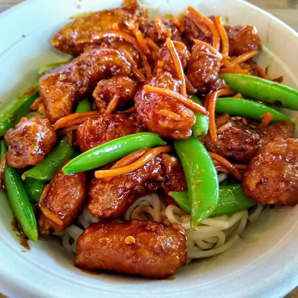 Crispy Orange Chicken with Lo Mein Noodles