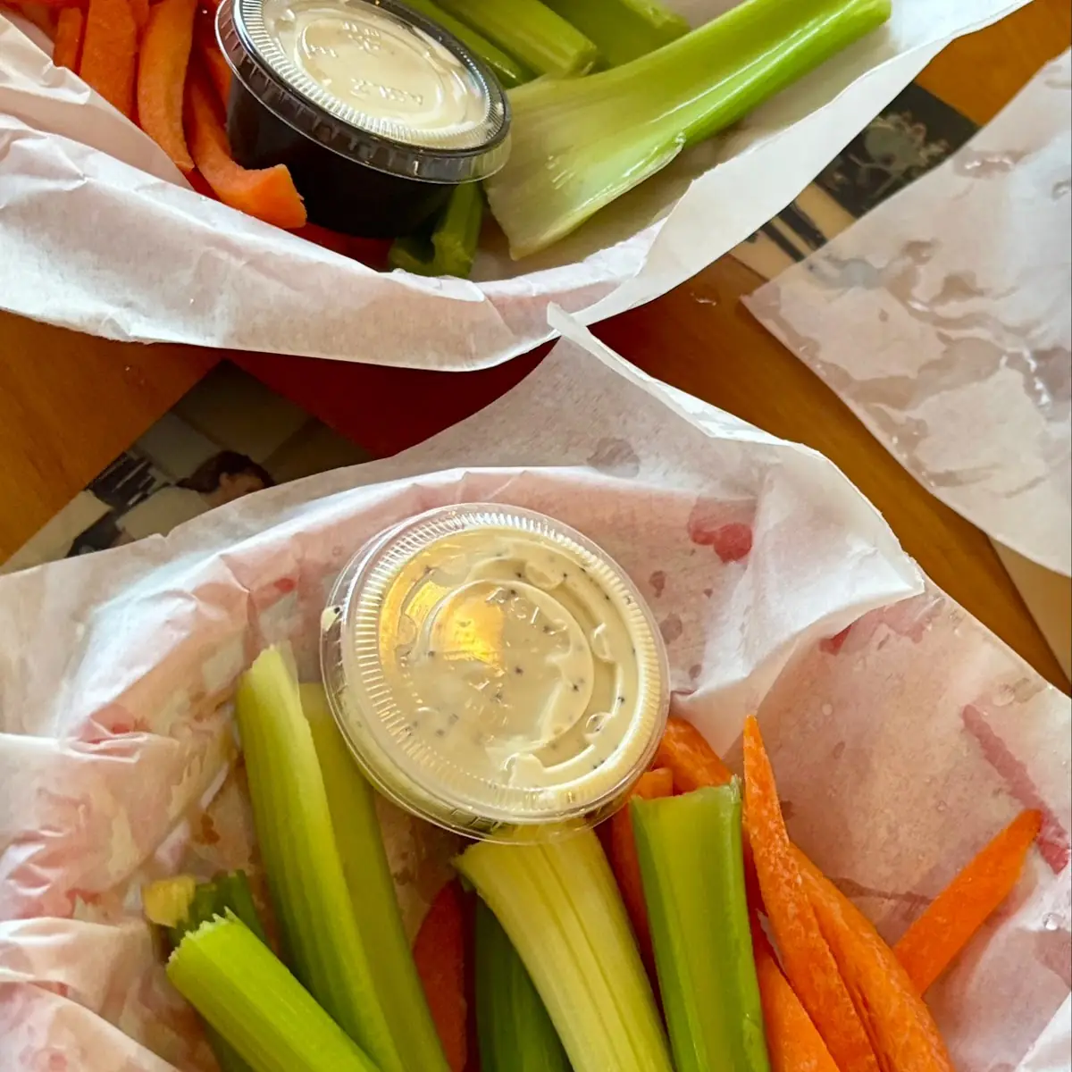 Celery and Carrots with Ranch and Blue Cheese