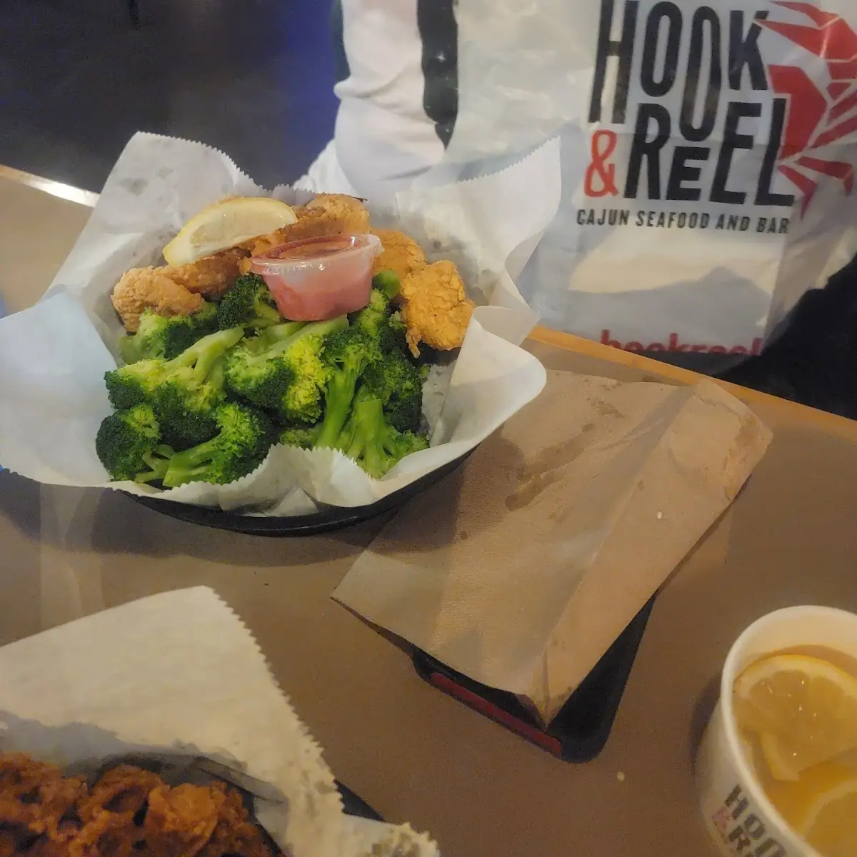 Fried Shrimp Plate with Broccoli and Rice