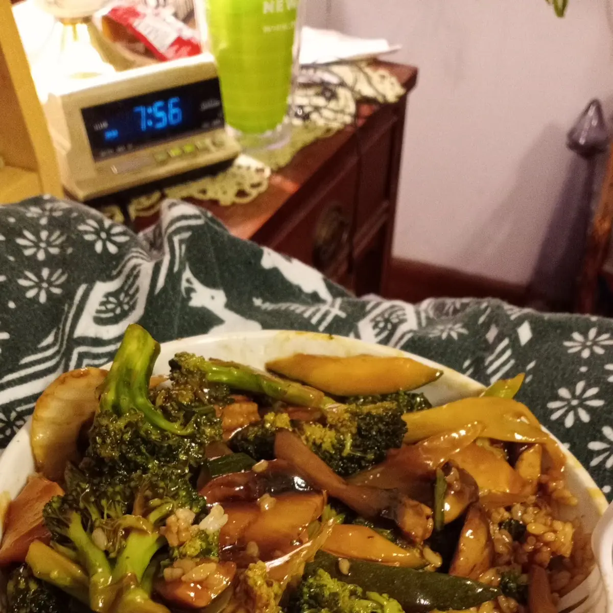 Mixed Chinese Vegetables with White Rice in Brown Sauce