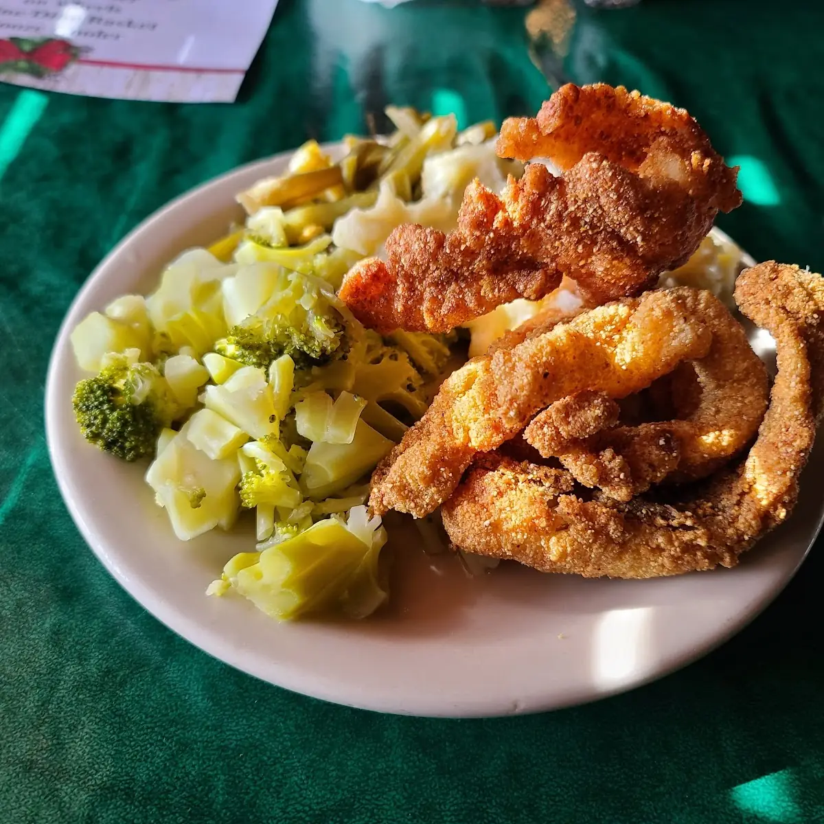Catfish Fillet Mashed Potatoes Broccoli Bites