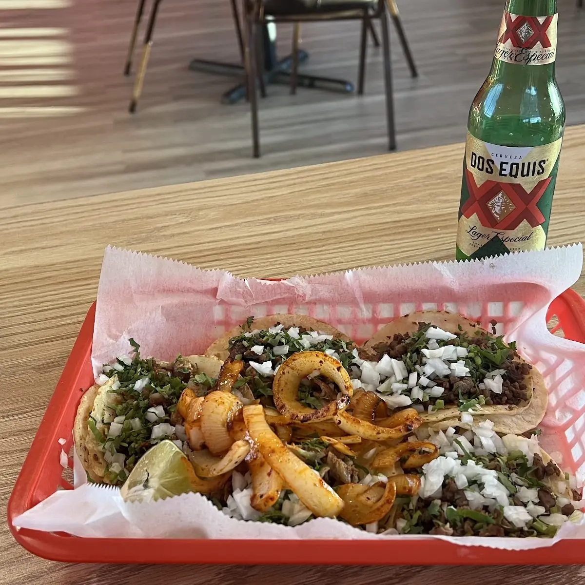 Tacos and Dos Equis Beer