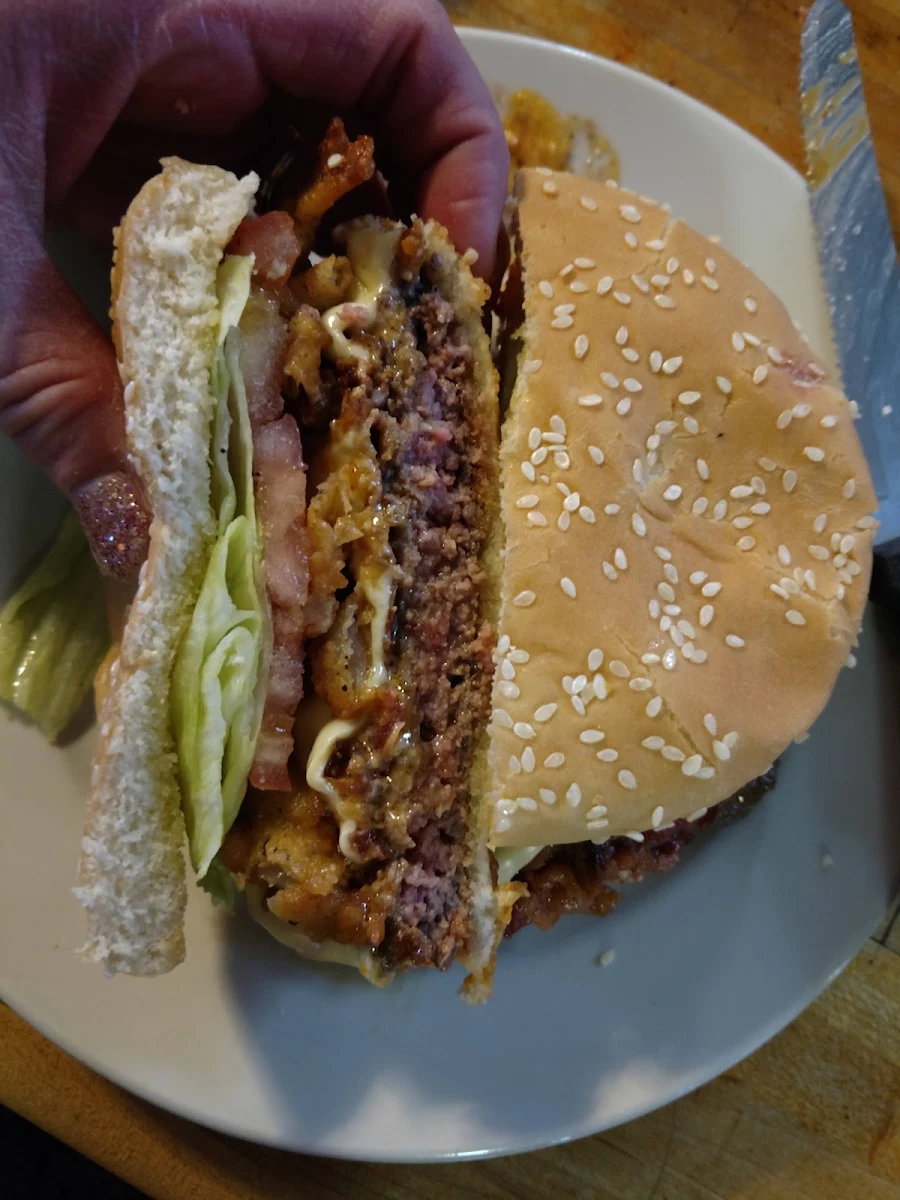 Bar 13 Burger Cut in Half