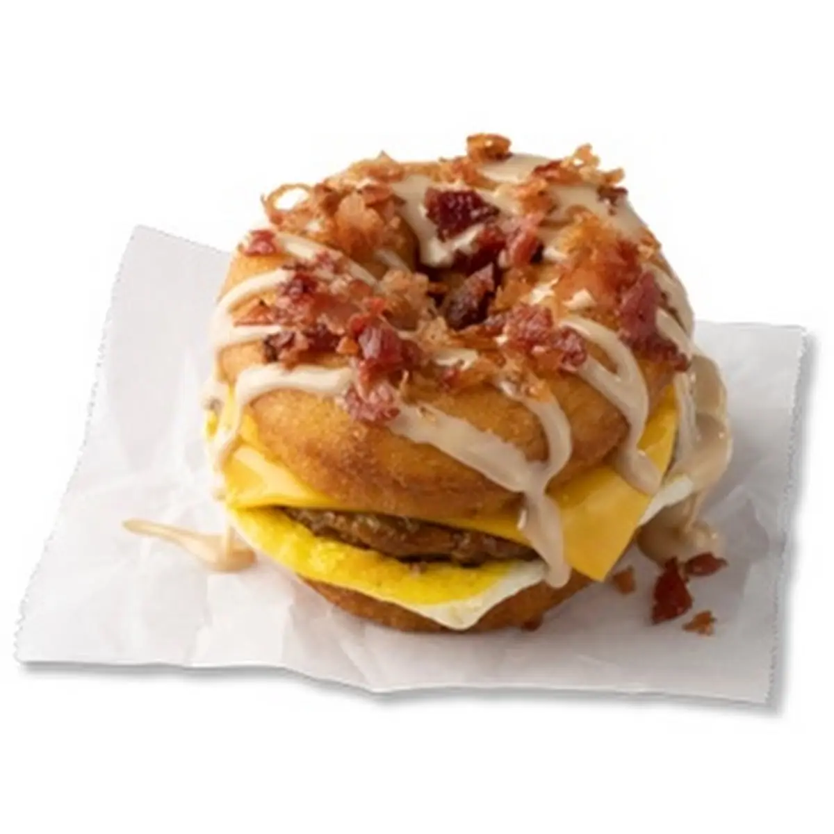 Maple Drizzle Chopped Bacon Sausage Egg & Cheese Breakfast Sandwich