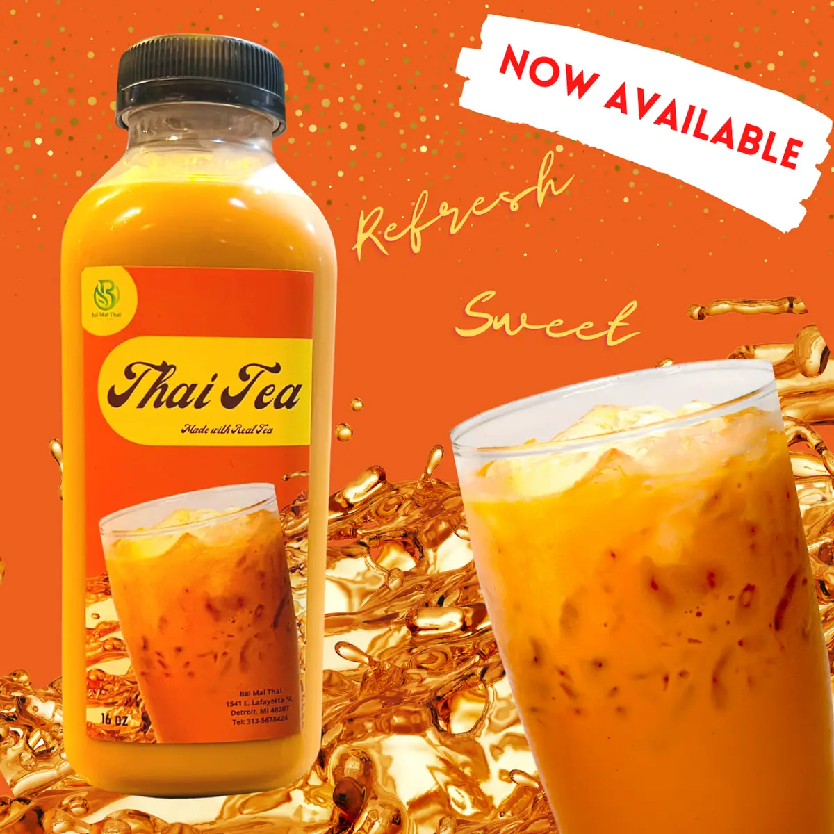 Thai Iced Tea with Cream 16oz Bottle