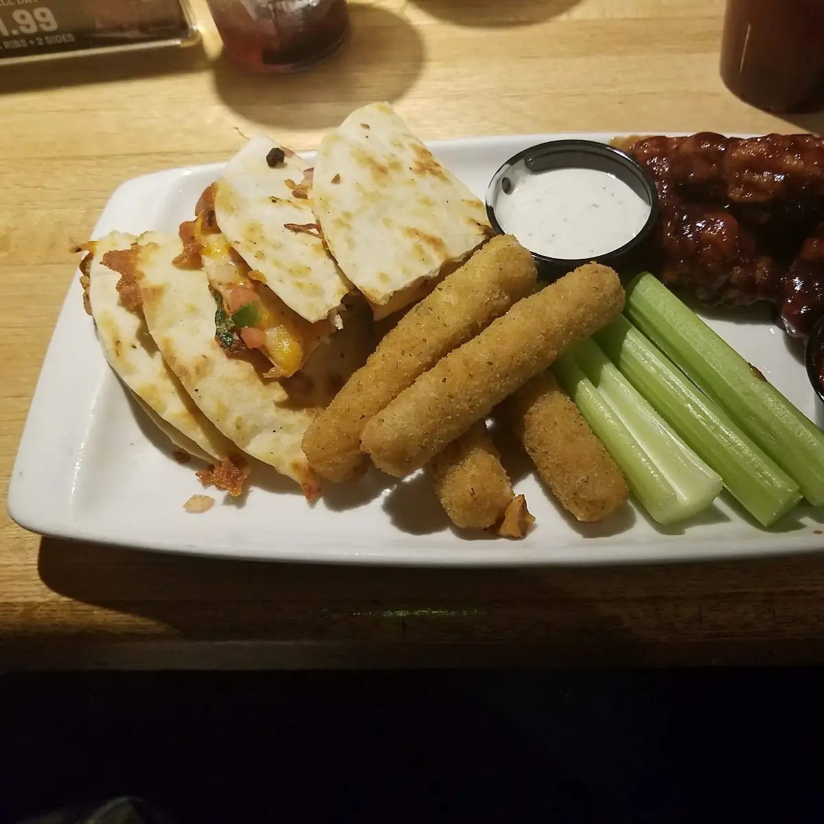 Mozzarella Cheese Sticks and Hot Wings