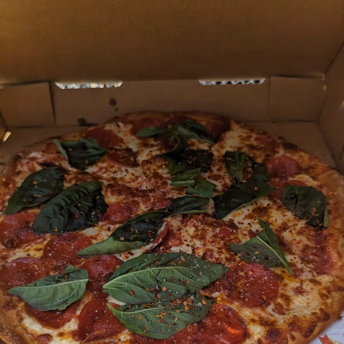 Pepperoni Pizza with Spinach