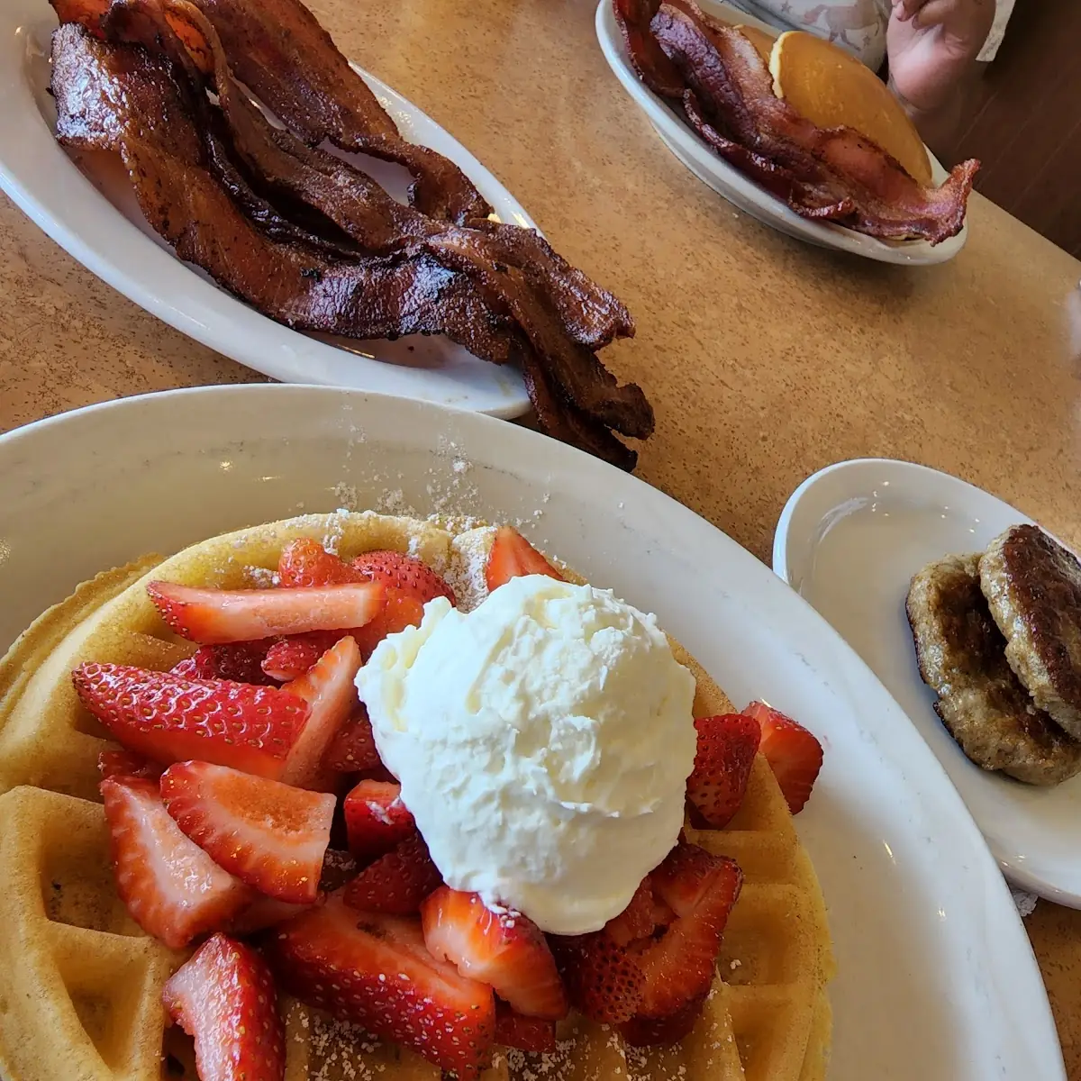 Belgian Waffle with Fresh Strawberries