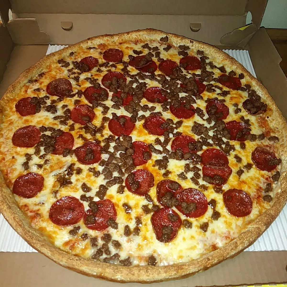 Beef Pepperoni and Beef Topping Pizza