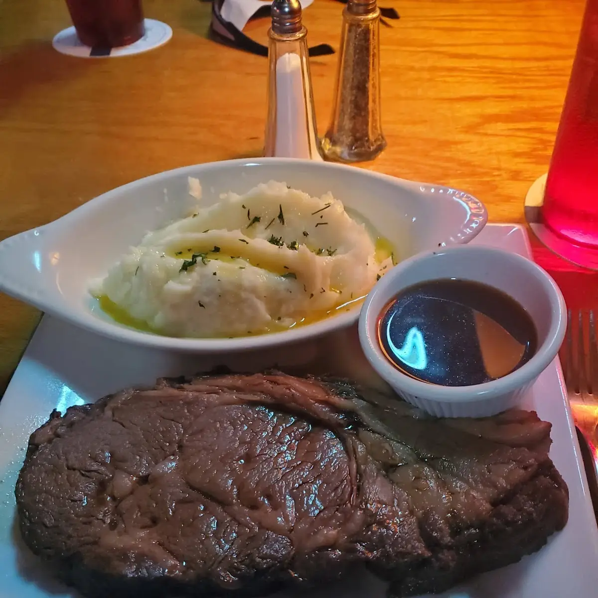 Queen Cut Prime Rib with Garlic Mashed Potatoes