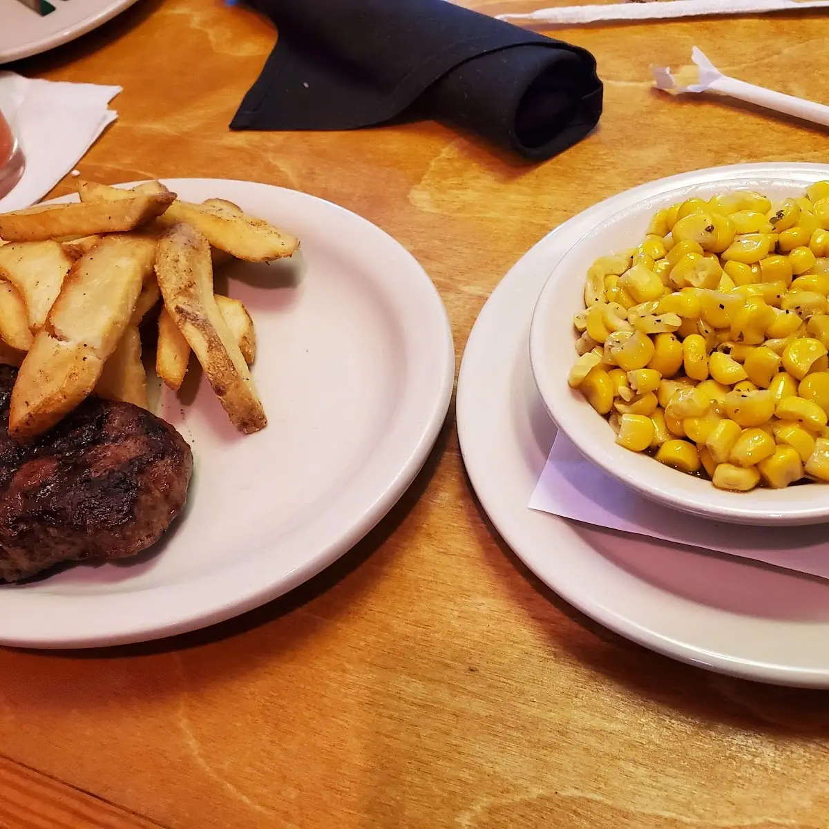 Buttered Corn House Salad Steak Fries