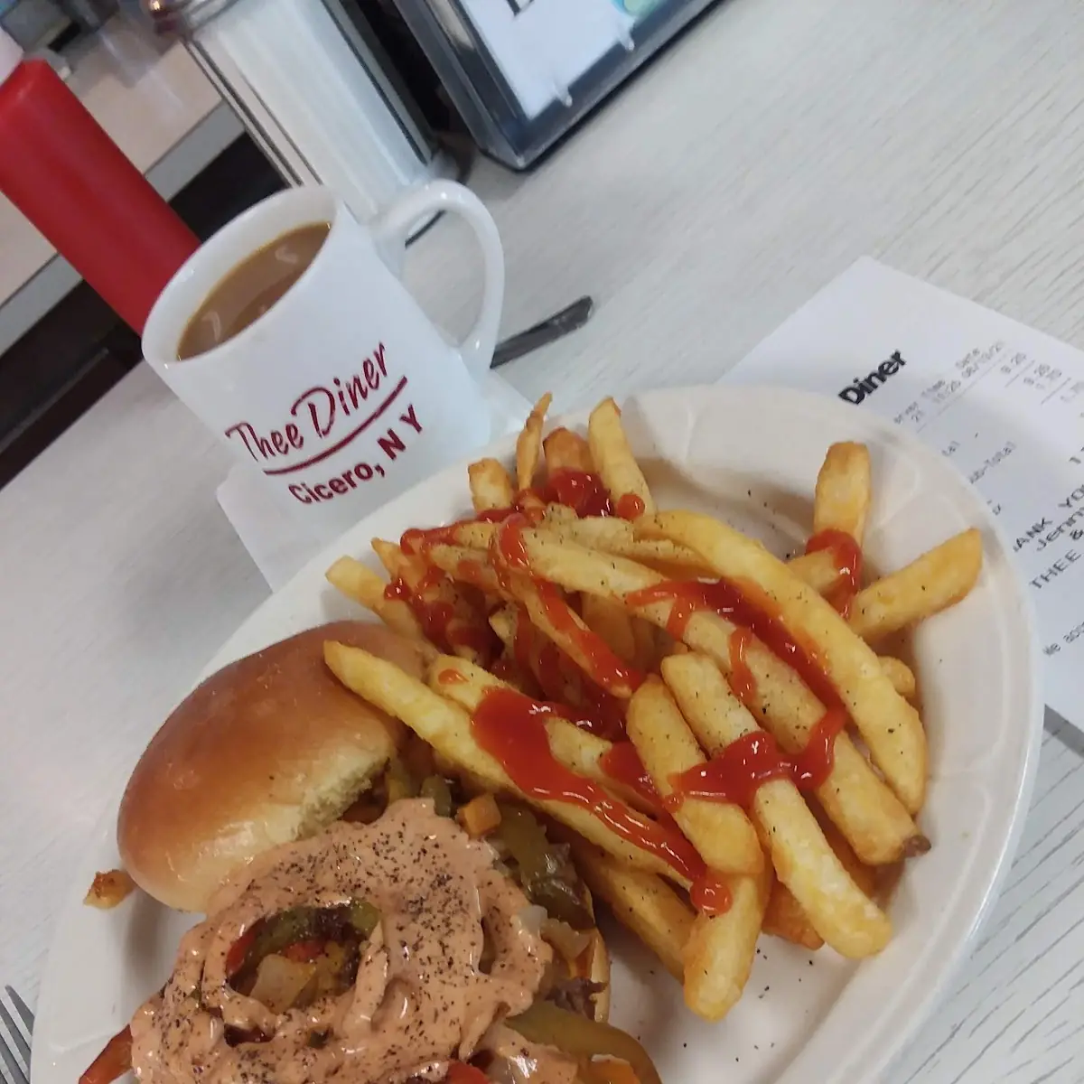 Sauted Burger with Peppers Onions and Cheese