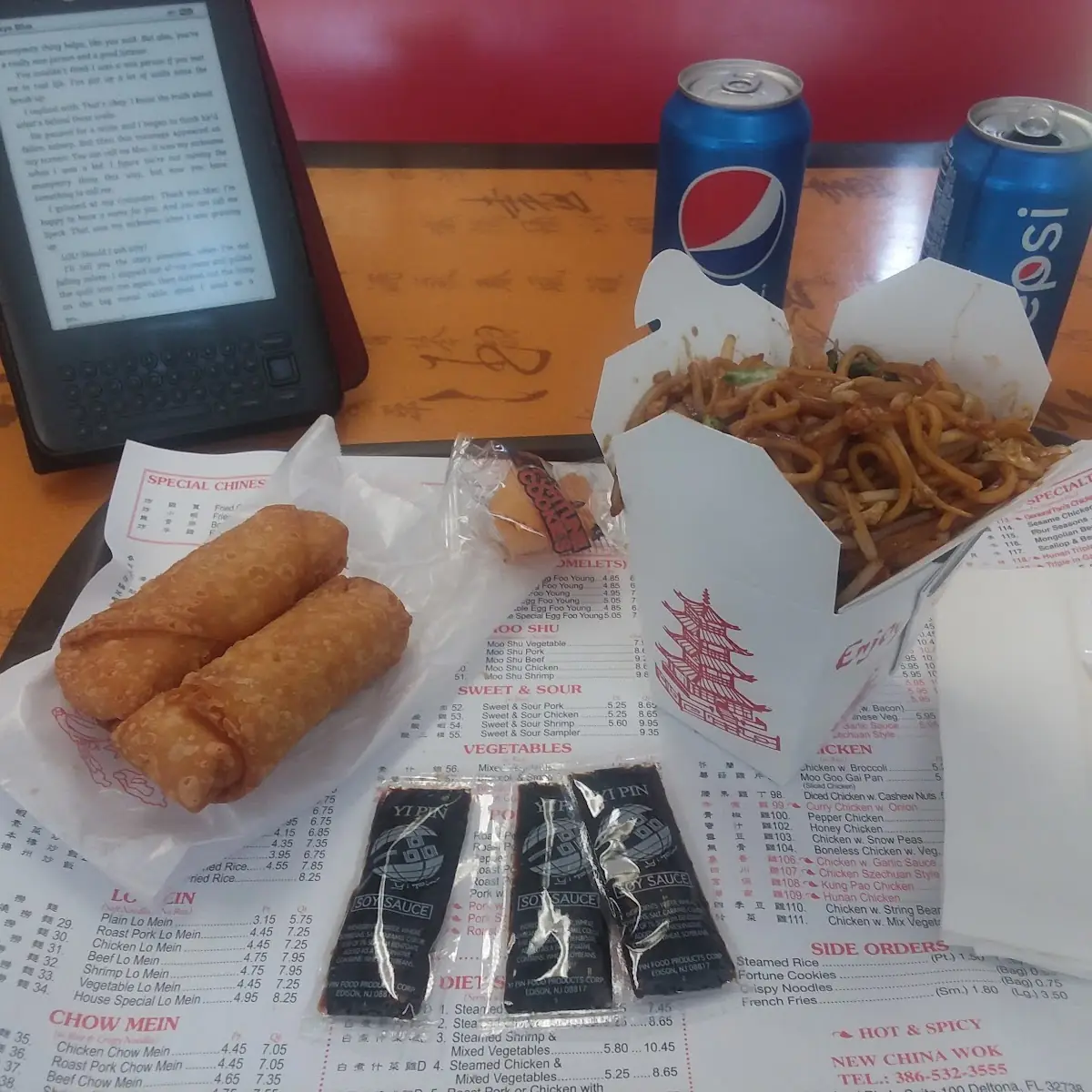 Chicken Lo Mein and Egg Rolls