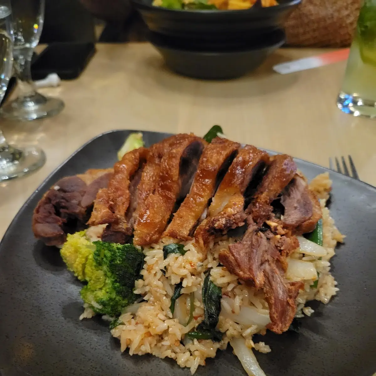 Crispy Duck w Spicy Basil Fried Rice