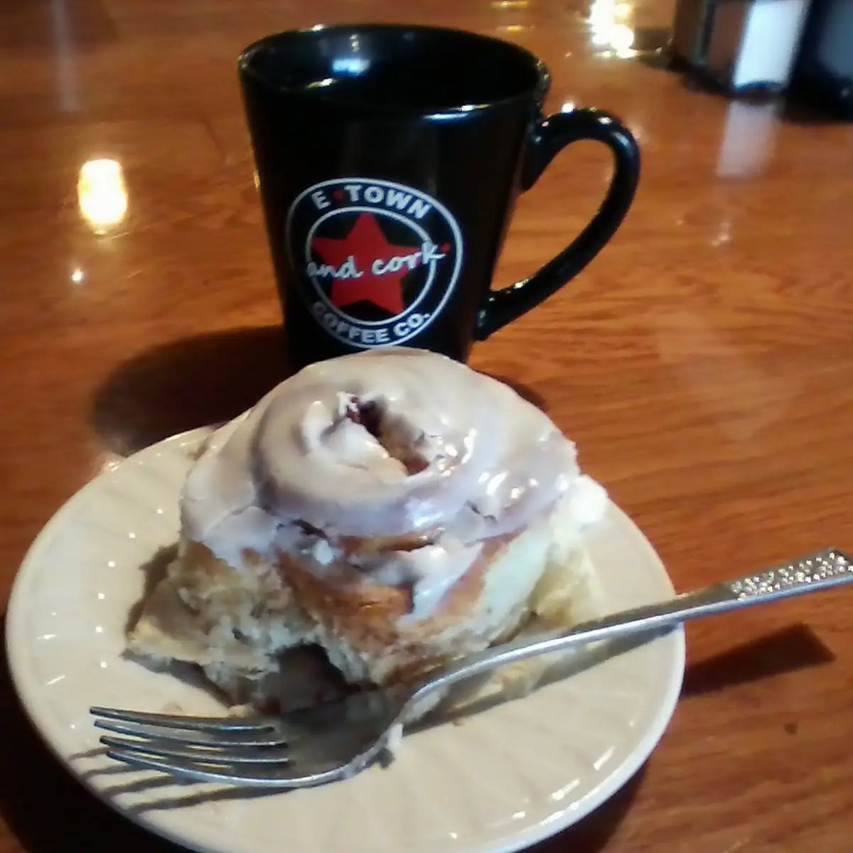 Cinnamon Roll and Hot Apple Cider