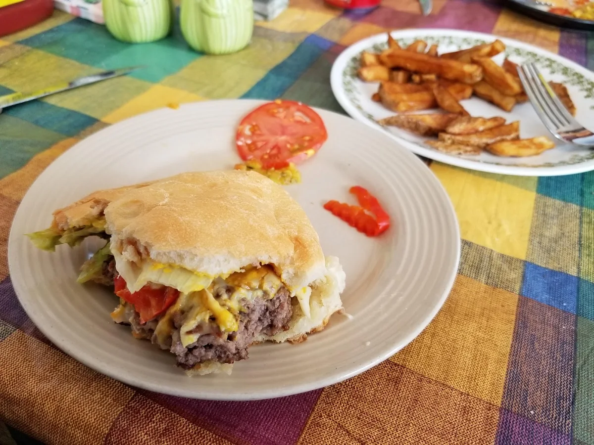 Grouch Burger with Cheese Fries