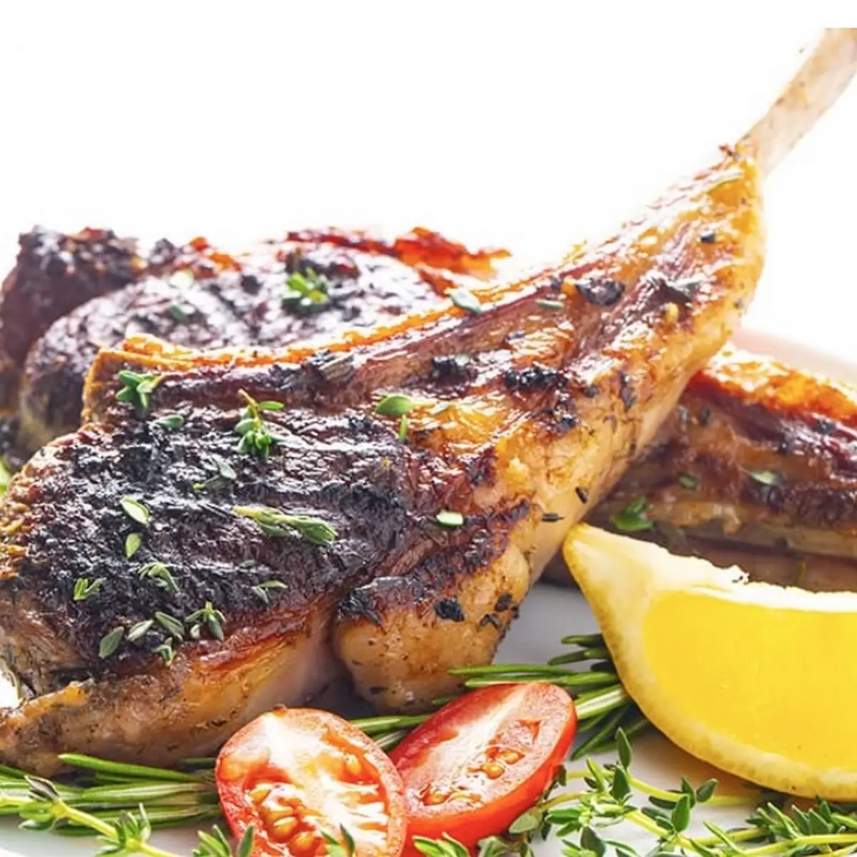 Lamb Chops with Plain Naan & Basmati Rice