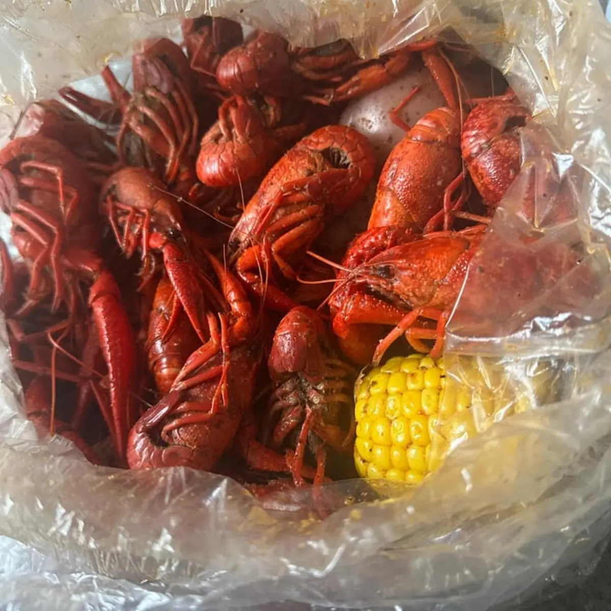 Cajun Boiled Crawfish in Plastic Bag