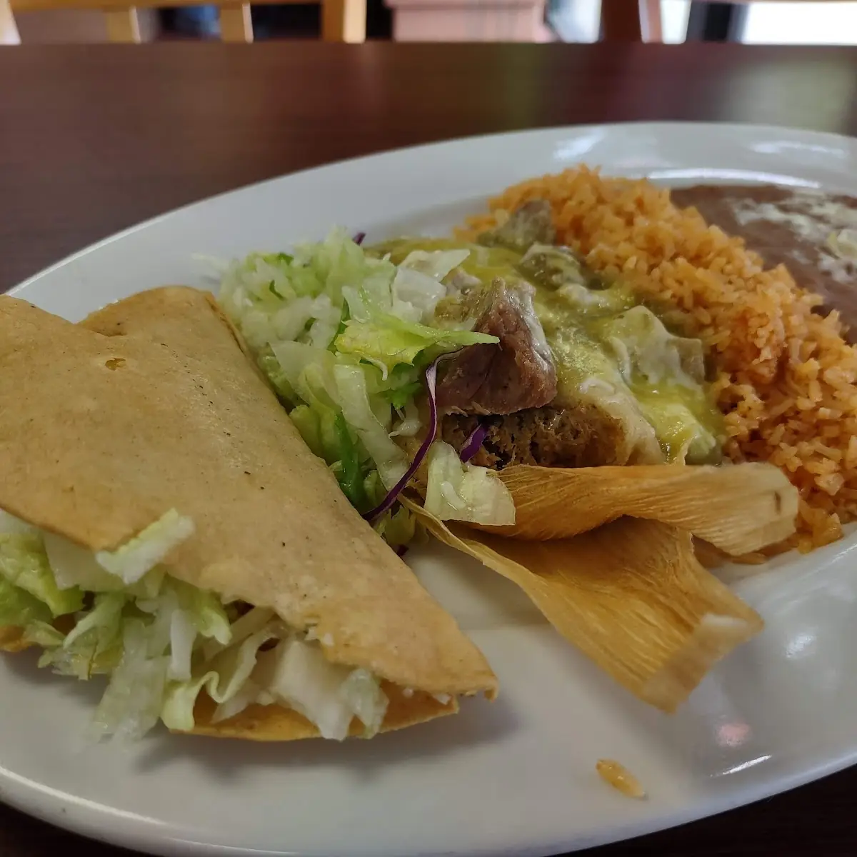 Tamale and Chicken Taco