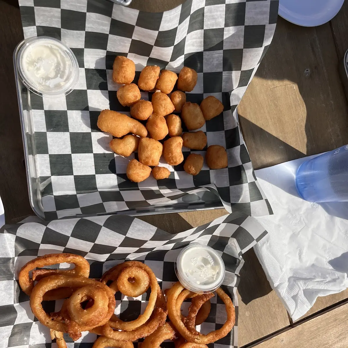 Onion Rings and Cheese Curds with Ranch
