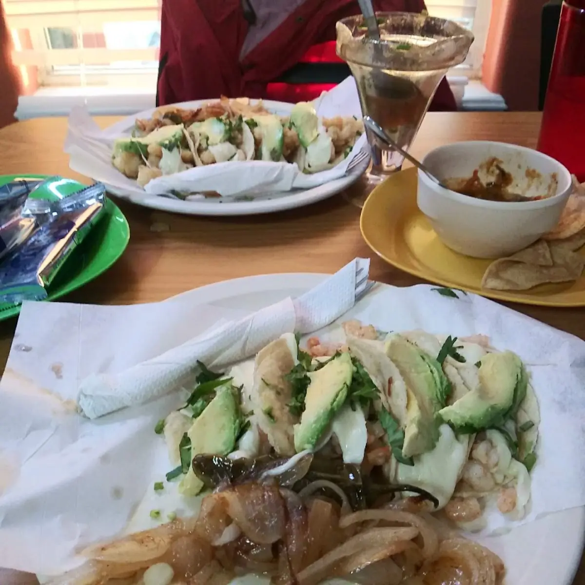 Shrimp Tacos and Oyster Cocktail