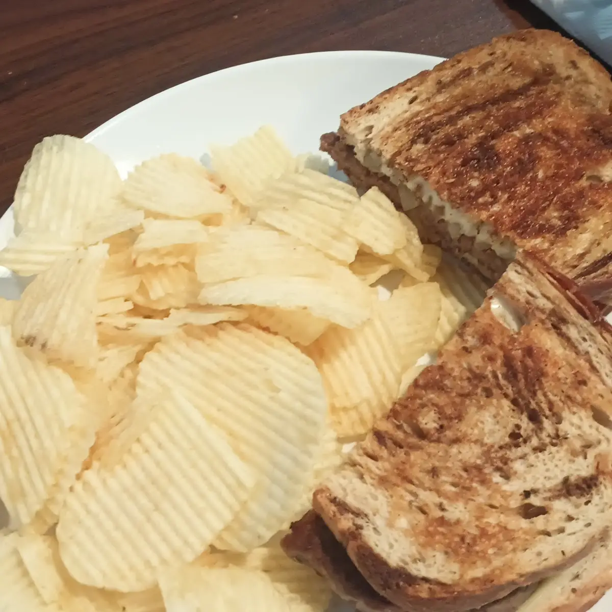 Patty Melt Burger and Chips