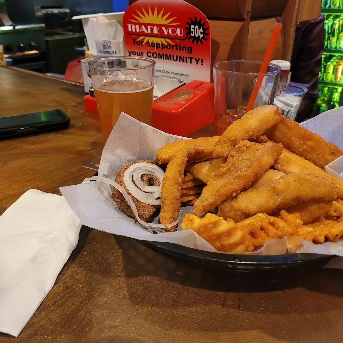Seafood Basket Perch Walleye and Cod with Waffle Fries