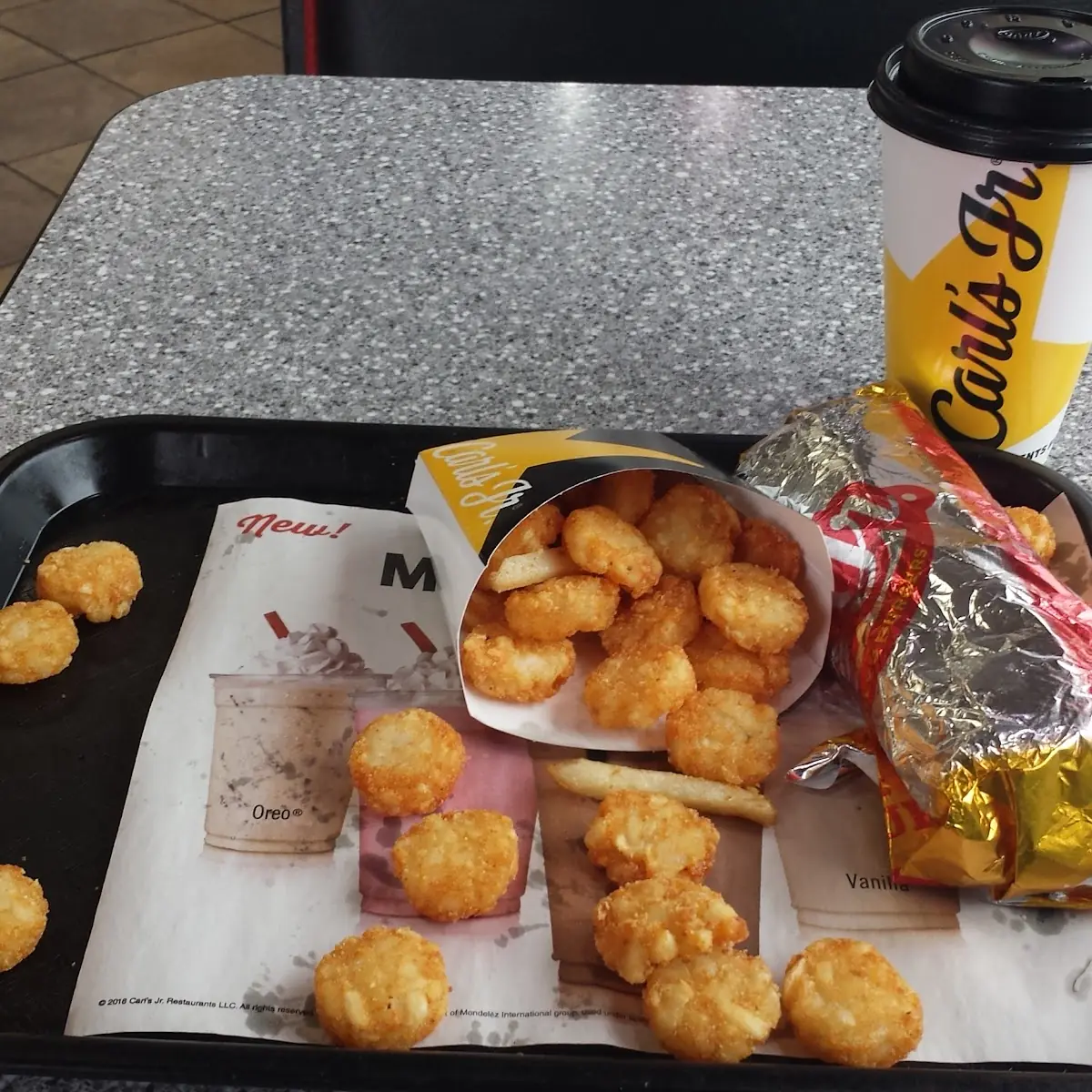 Cold Breakfast Burrito with Hash Browns Thrown on Tray