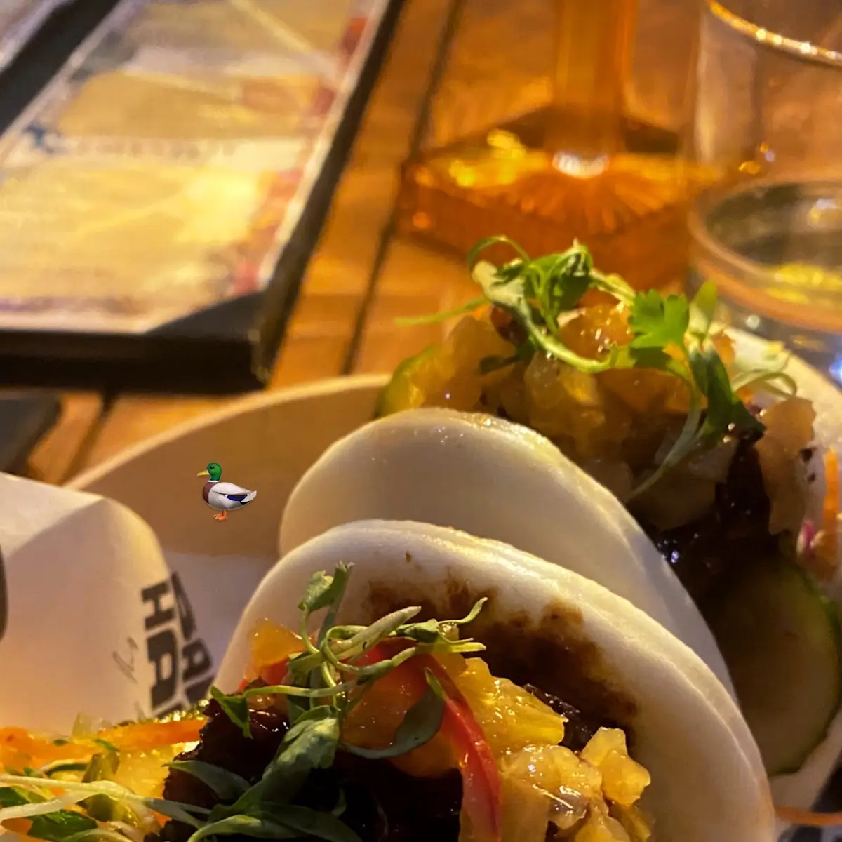 Duck Bao Buns with a L Fruit Chutney