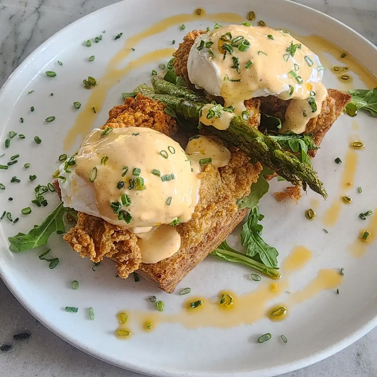 Biscuits & Gravy Poached Eggs Crispy Potatoes