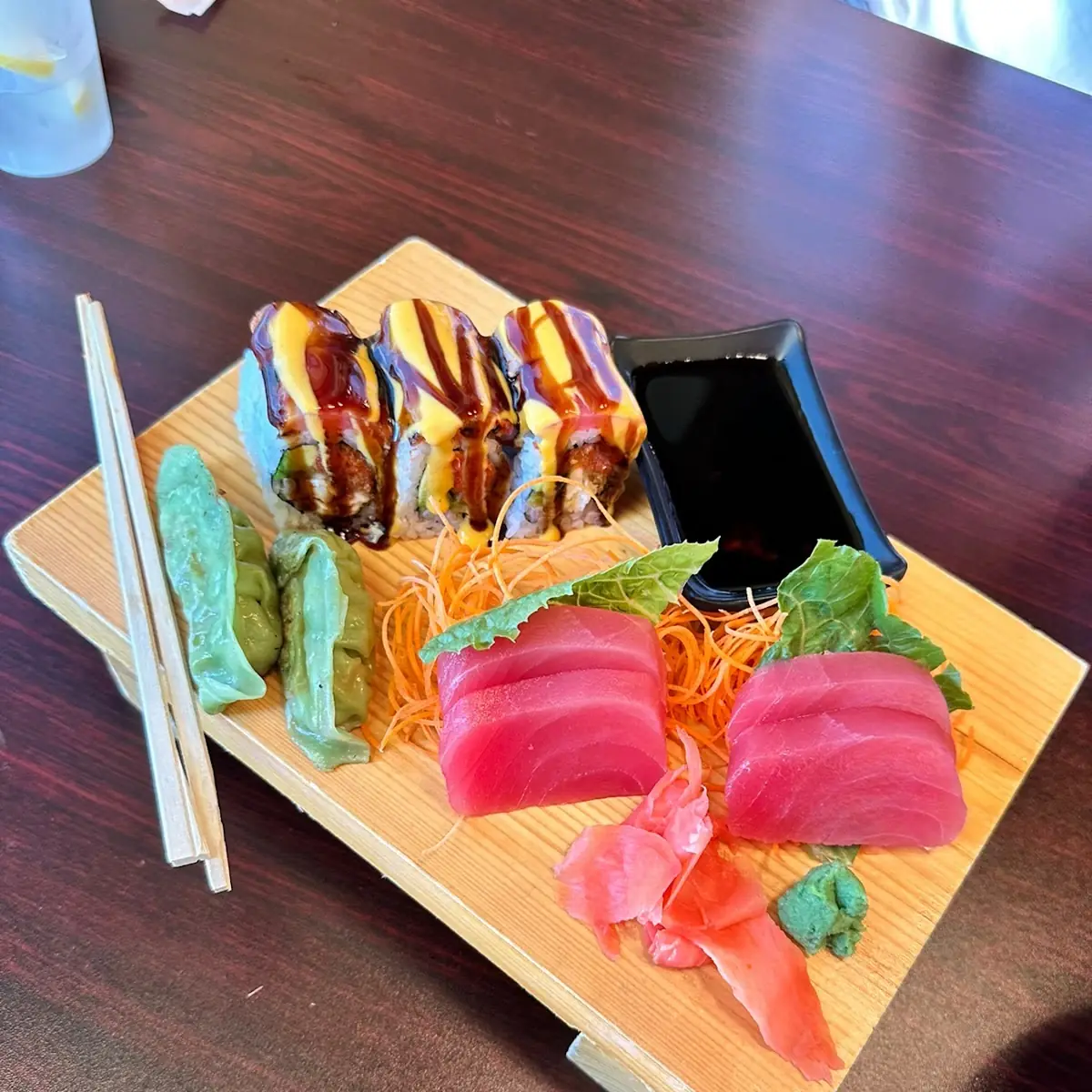Veggie Gyoza and Sashimi Tuna