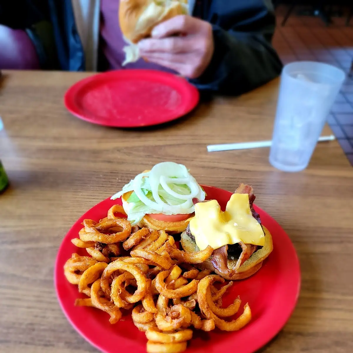 Bacon Cheeseburger with Curly Fries