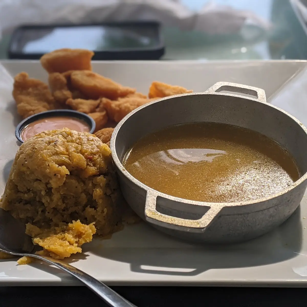 Fried Grouper with Smash Plantains Mofongo