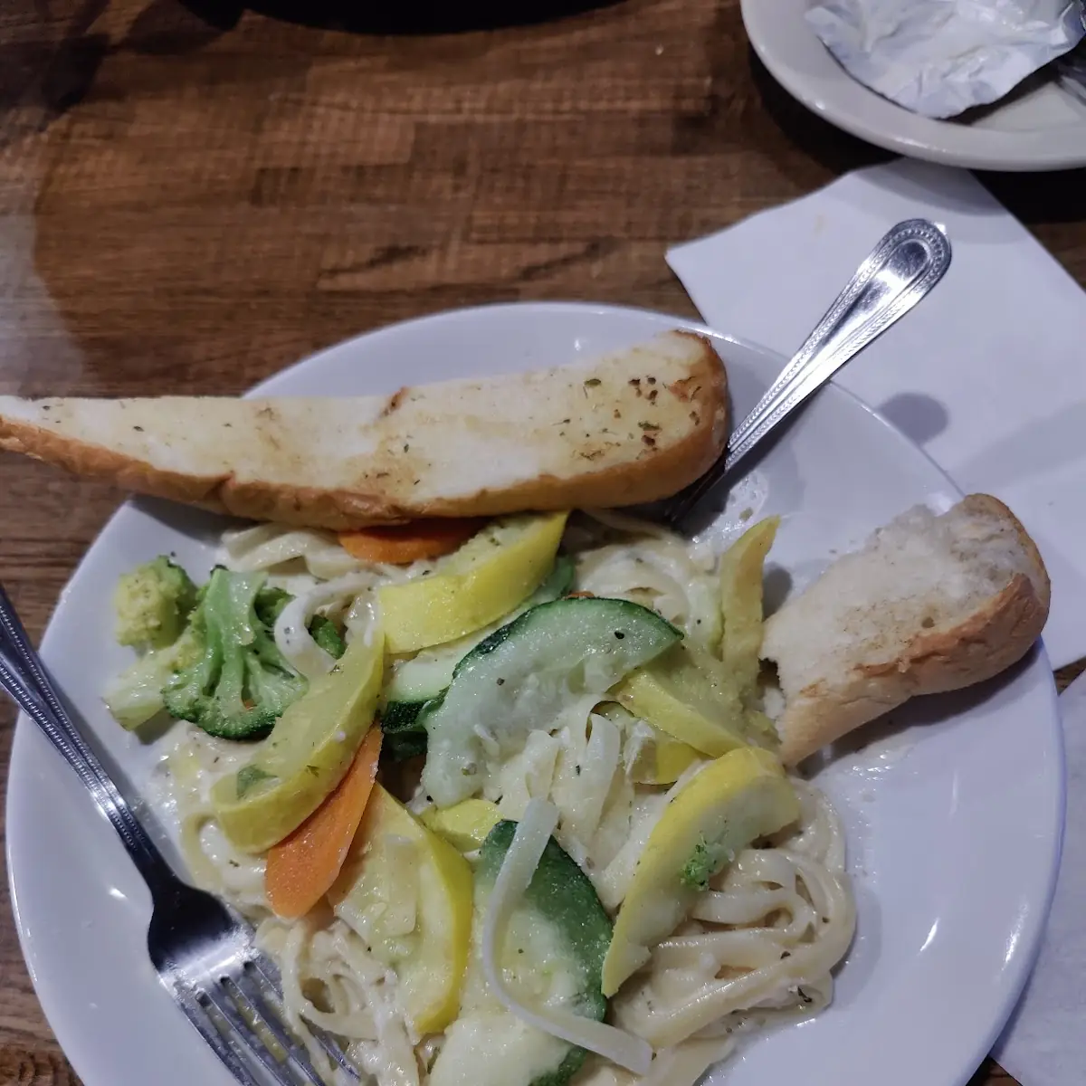 Fettuccine Alfredo with Sauteed Vegetables