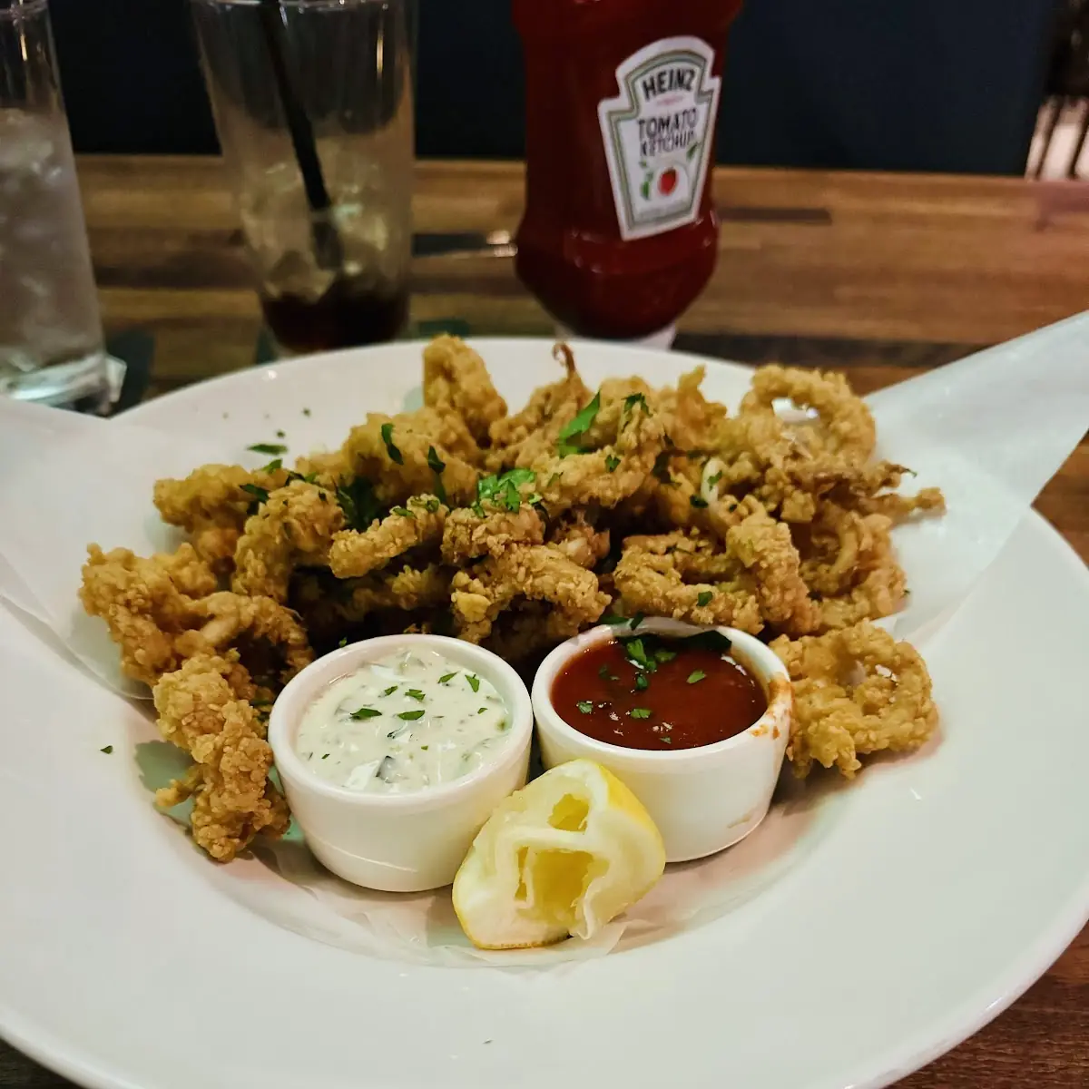 Fried Calamari and Edamame
